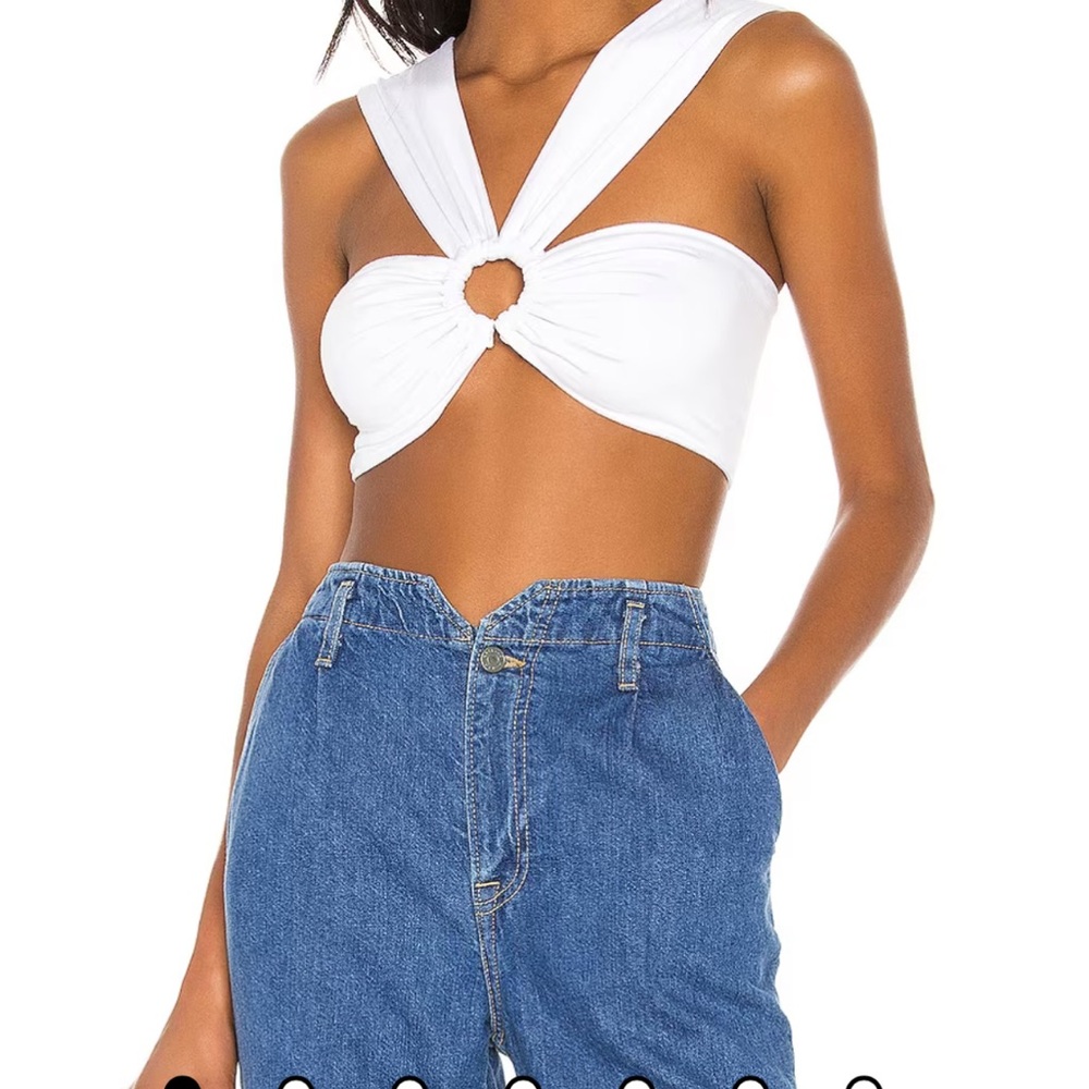 Superdown odette o ring crop top in white